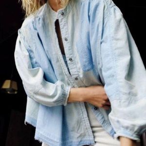 Free People Set Sail Denim Top